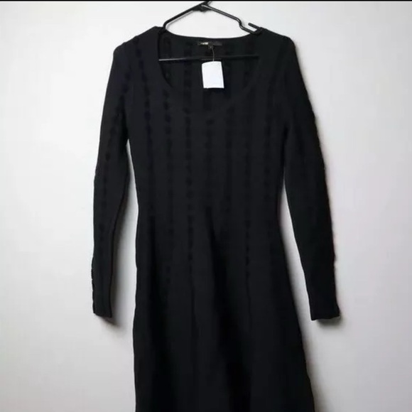$400 Maje Paris Black Knit Long Sleeve Knit Sweater Dress maje 1 - Picture 2 of 5